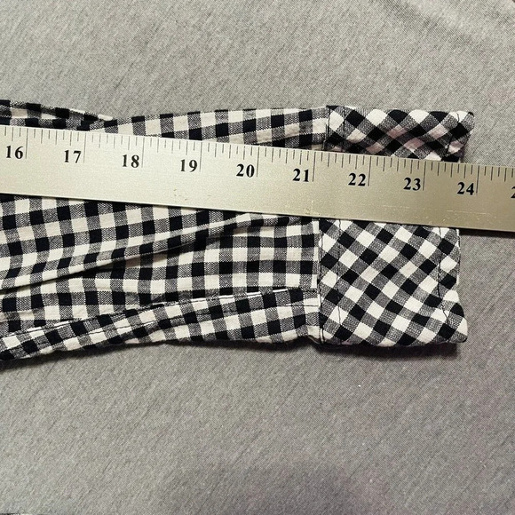 Bit &‎ Bridle Top Women XL Plaid Black White Button Up 100% Cotton Shirt - Picture 6 of 9